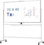 Large Rolling Whiteboard, 72" x 40" Double Sided Magnetic Mobile White Board on Wheels, Movable Dry Erase Board with Stand Aluminum Frame for Office, Classroom, Back to School Supplies