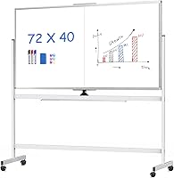 Maxtek 72x40 Rolling Whiteboard: Large Double-Sided Magnetic Dry Erase Board on Locking Wheels for Office, School, Home