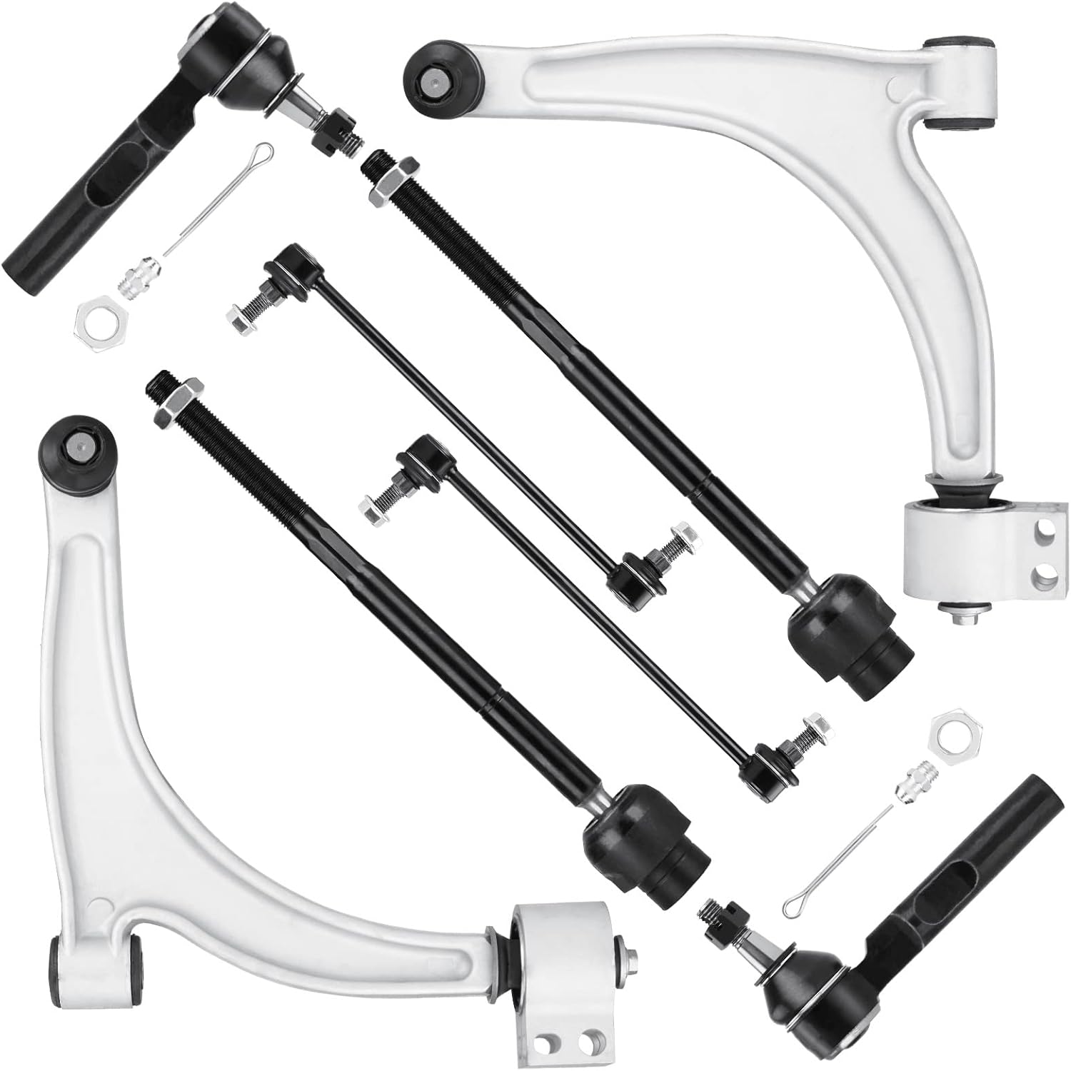 Front Lower Control Arm w/Ball Join for Chevy Malibu 04-12, Saturn Aura 07-09, Pontiac G6 05-10, Outer Tie Rod Stabilizer Sway Bar End Link, 8PCS Suspension Kit K620180 K620179