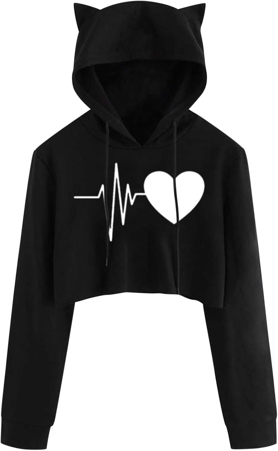 レディース パーカー Medrespiria ハート柄 可愛い プルオーバー ショート トレーナー春夏 長袖 猫耳フード付き 韓国風 おしゃれ トップス セーター メーカー再生品 スボーツ シンプル 体型カバー 通勤 カットソー 大きいサイズ 通学 スウェット