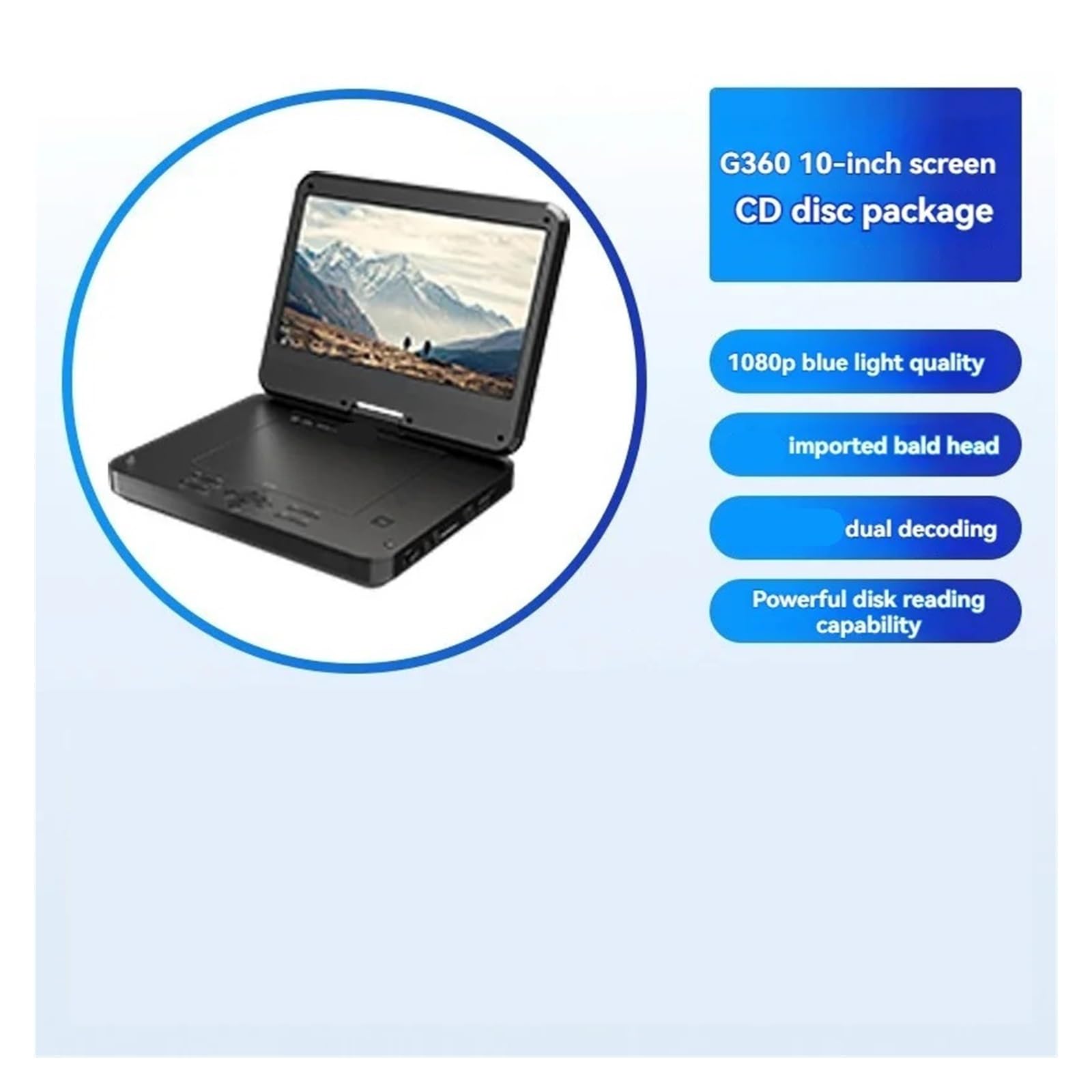 Lettore HD Portatile Pieghevole e Rotante, TV Digitale multimediale Mobile, Supporto for la Riproduzione Locale su Disco U.