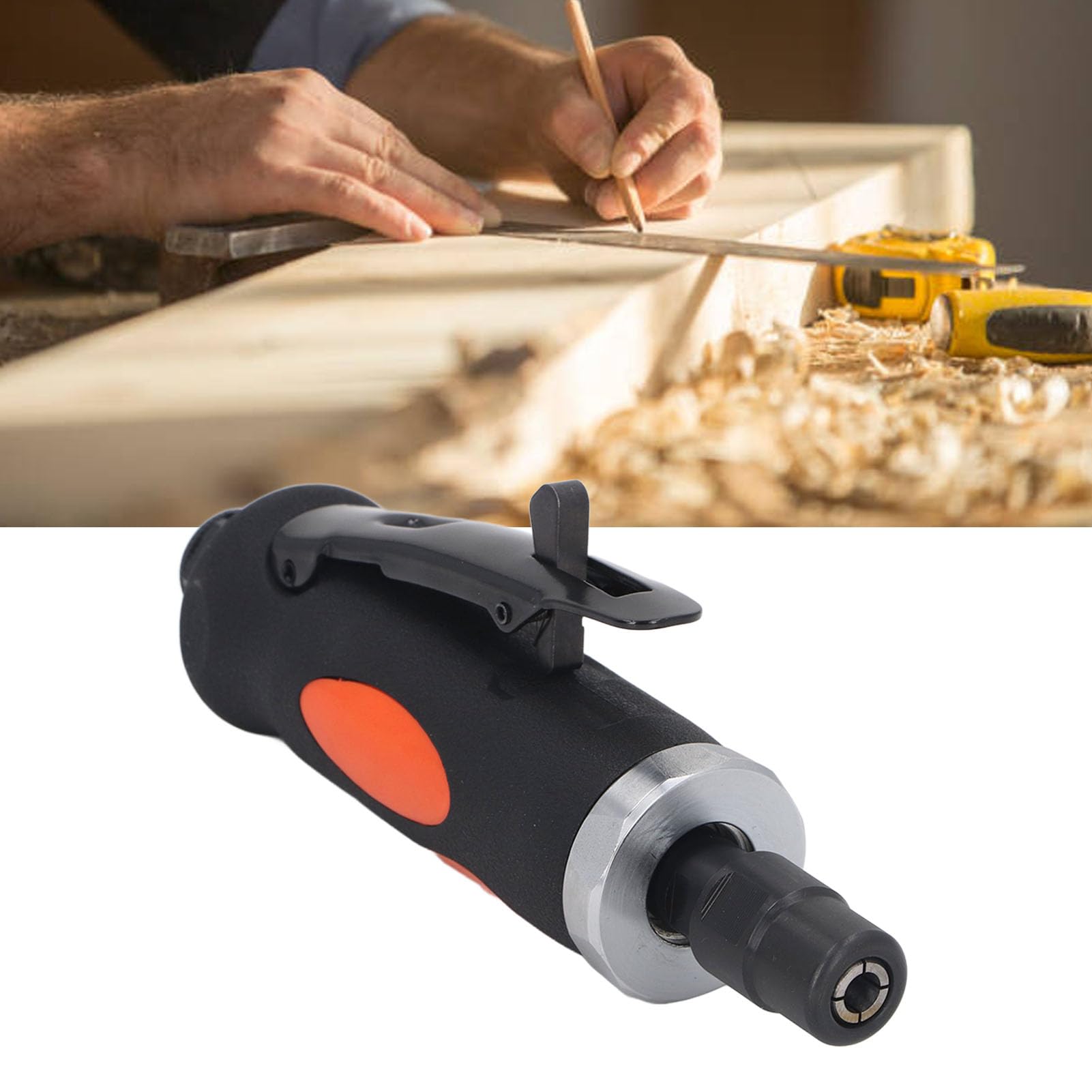 Amoladora Neumática, Amoladora Recta de Aire de 22000 RPM con Entrada de Aire de 1/4 de Pulgada, Rectificadora Neumática de Agarre Ergonómico para Pulido de Grabado de Moldes
