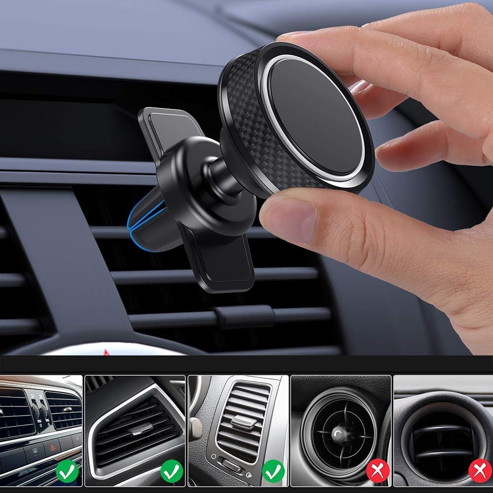 iCaroad Magnetic Car Mount, 360°Rotation Air Vent Cell Phone Holder Universal Compatible iPhone 11 Pro Max/X/Xs/Xs Max/XR/8/7 Plus/6/5, Galaxy Note 10/S10+/S9/S8, Google Pixel 3XL, Oneplus 7 Pro, LG