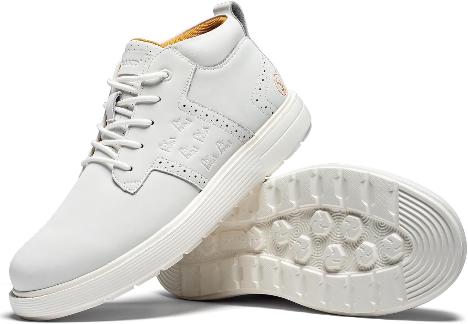 FLYLAND Men's Fashion Sneakers Chukka Boots Lace Up Leather Ankle Dress Boot Lightweight Walking Driving Shoes - Image 5