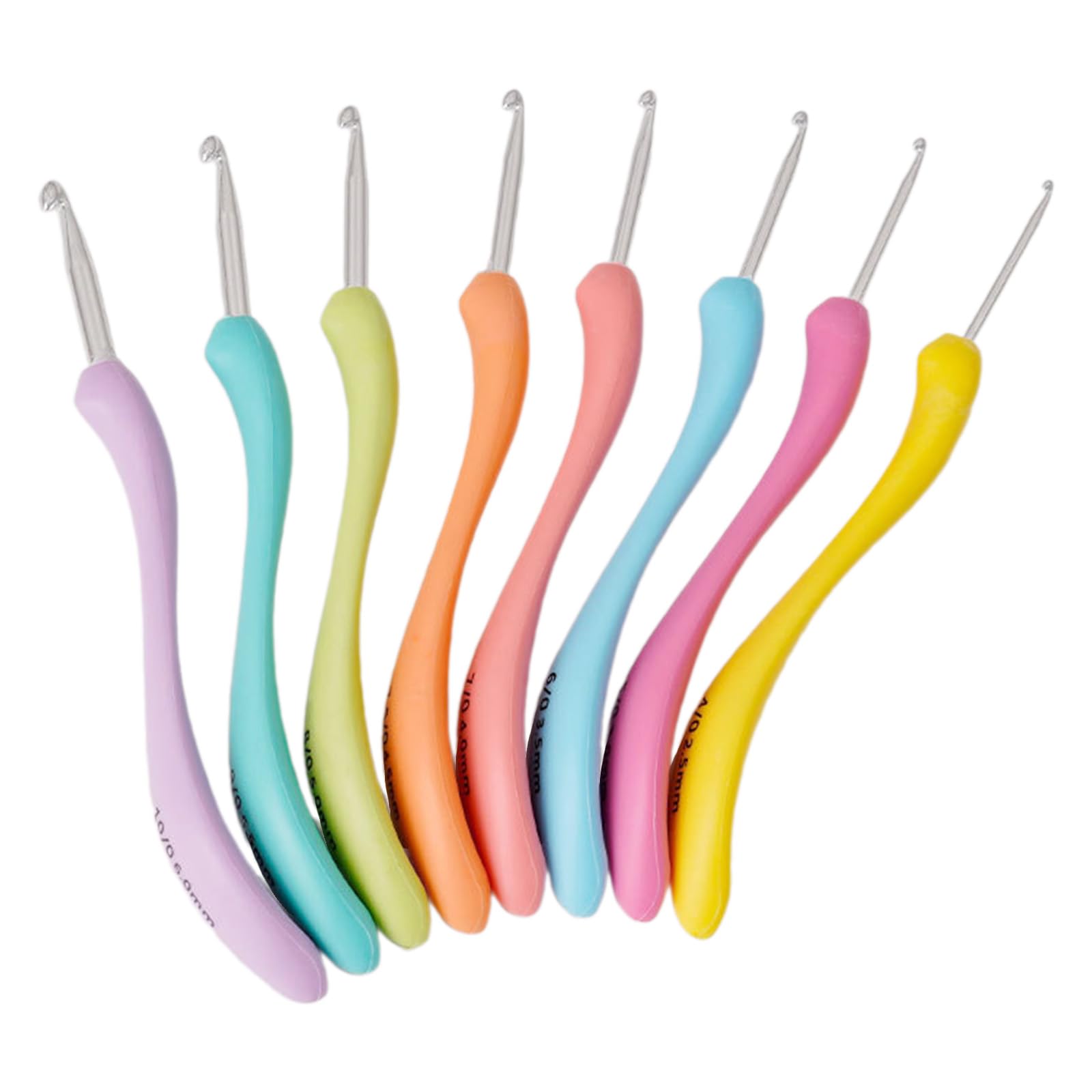 Sanrlo 8Pcs Ergonomic Handle Crochet Hook 2.5Mm-6Mm Ergonomic Crochet Needle Long Handle Crochet Hook For Beginner Hobbyist