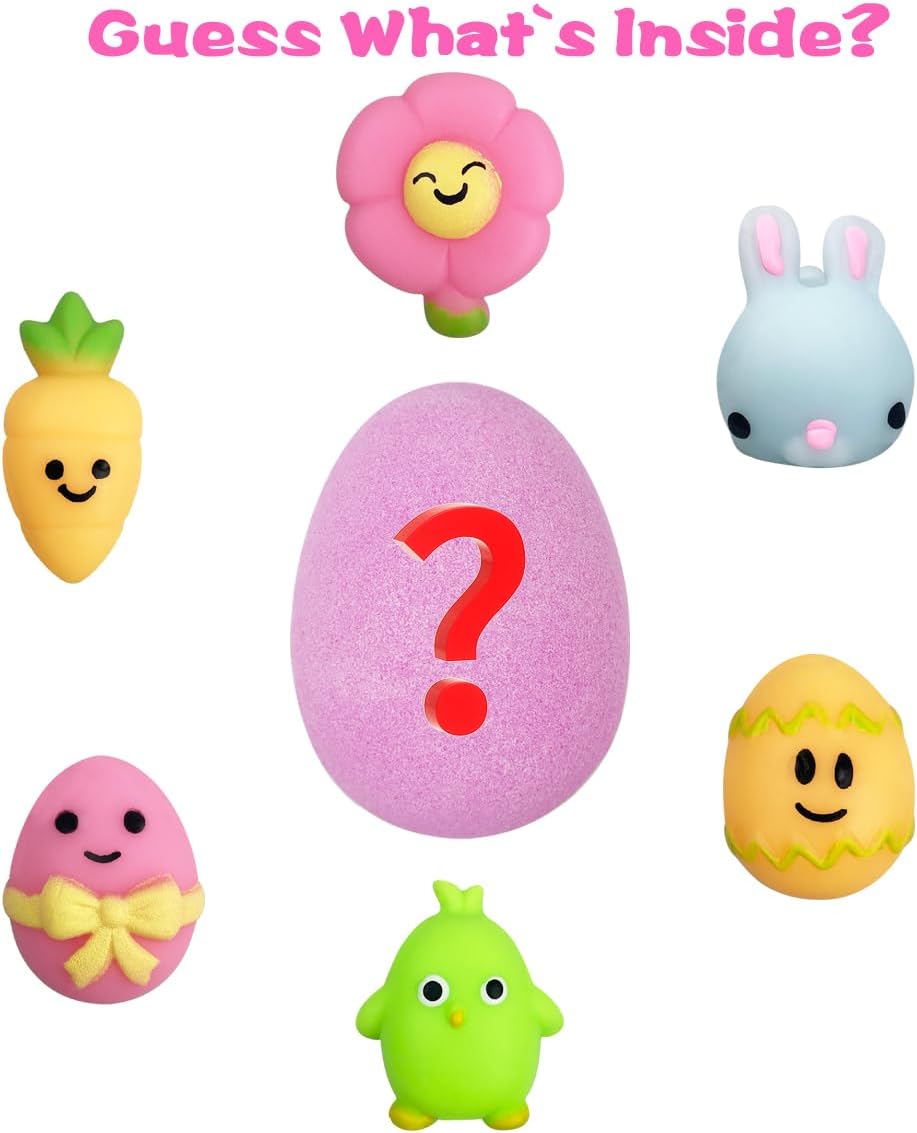 Jofan Easter Bubble Bath Bombs with Easter Squishy Toys Inside for Kids