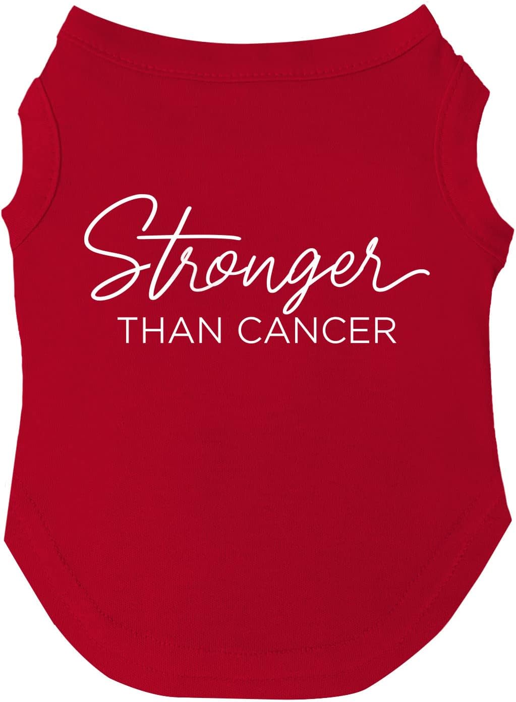 Stronger Than Cancer Dog Tee Shirt | Sleeveless | Cancer Awareness | Hope | Support | Ribbon (Hot Pink, X-Large 1020)