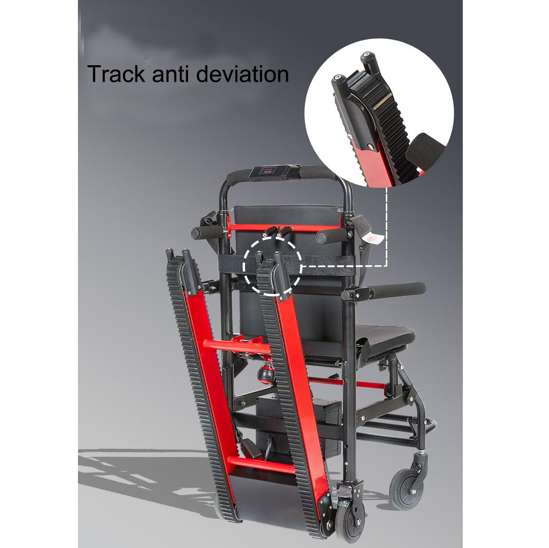 Montascale Elettrico Cingolato Carrello per scale, sedia a rotelle da 19 kg, in lega di alluminio, per anziani e disabili, portatile, pieghevole, con capacità di sollevamento di 250 kg.