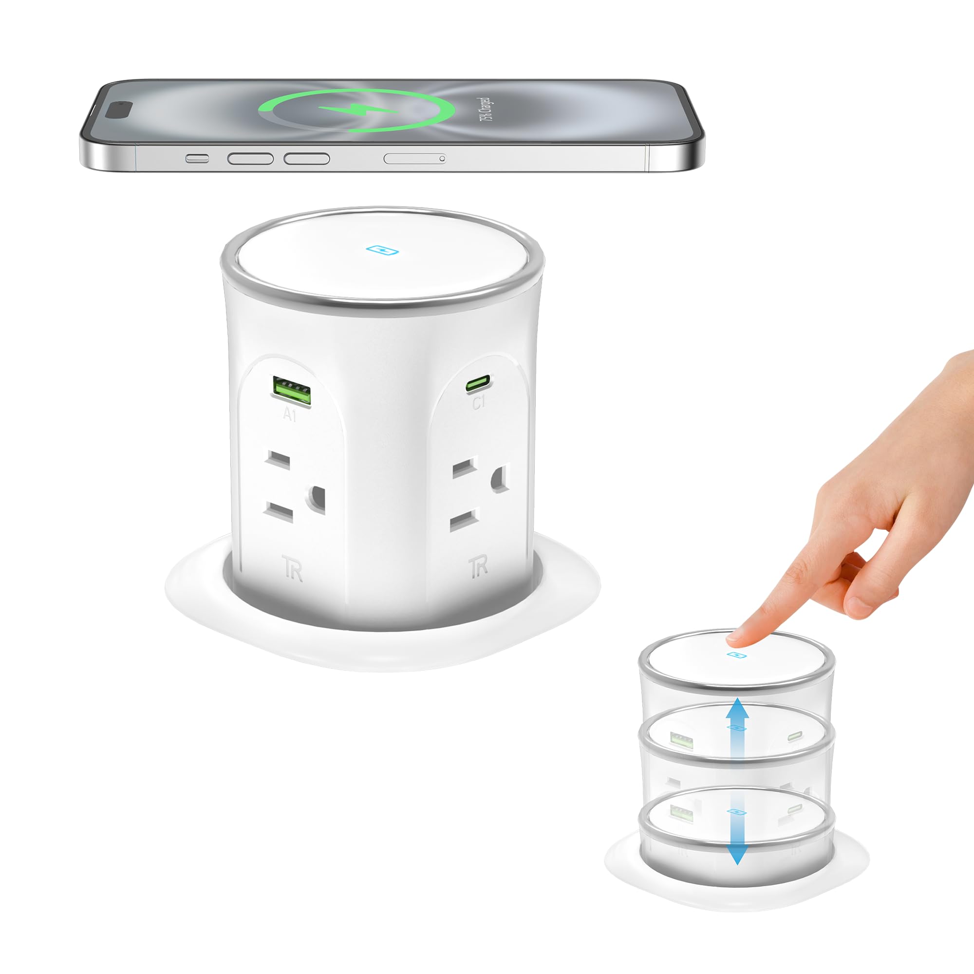 Photo 1 of Motorized Pop Up Countertop Outlet with 45W USB C Charging Station