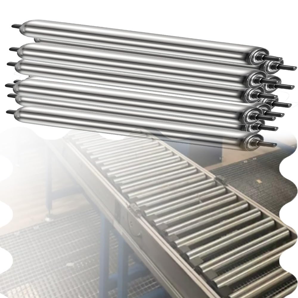 Confezione da 10 rulli trasportatori da 100-1000 cm di ricambio per sistemi di trasportatore, rulli folli resistenti per uso in fabbrica da 25 mm e 60 mm