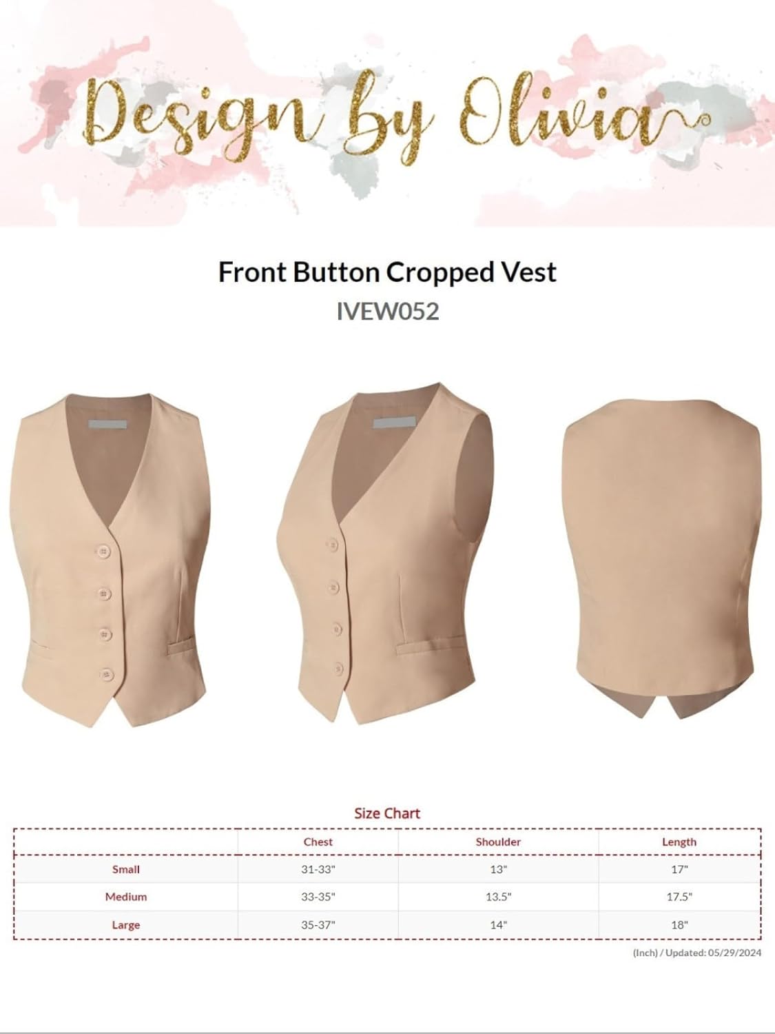Design by Olivia Women's Fully Lined Button Up V-Neck Tuxedo Suit Vest Waistcoat