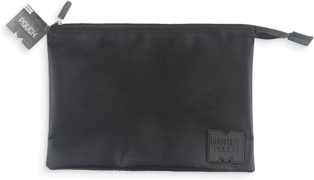 Ooly Mighty Zipper Pouch - Multi-Use Organizer with 3 Compartments - Black - 10" x 7"