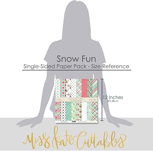 Miniatura 3 de Miss Kate Cuttables Paquete de papel de patrón – Snow Fun – Scrapbook Premium Specialty Paper de una cara de 12 x 12 pulgadas, colección incluye 16