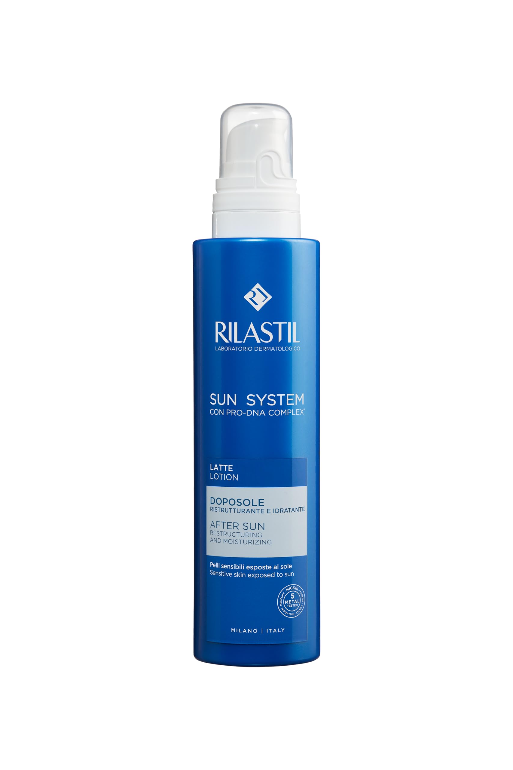Rilastil Sun System After-Sun, Erfrischende Gesichts- und Körpermilch, Flüssige Emulsion mit Leichter Textur, Feuchtigkeitsspendend und Regenerierend, 200 ml