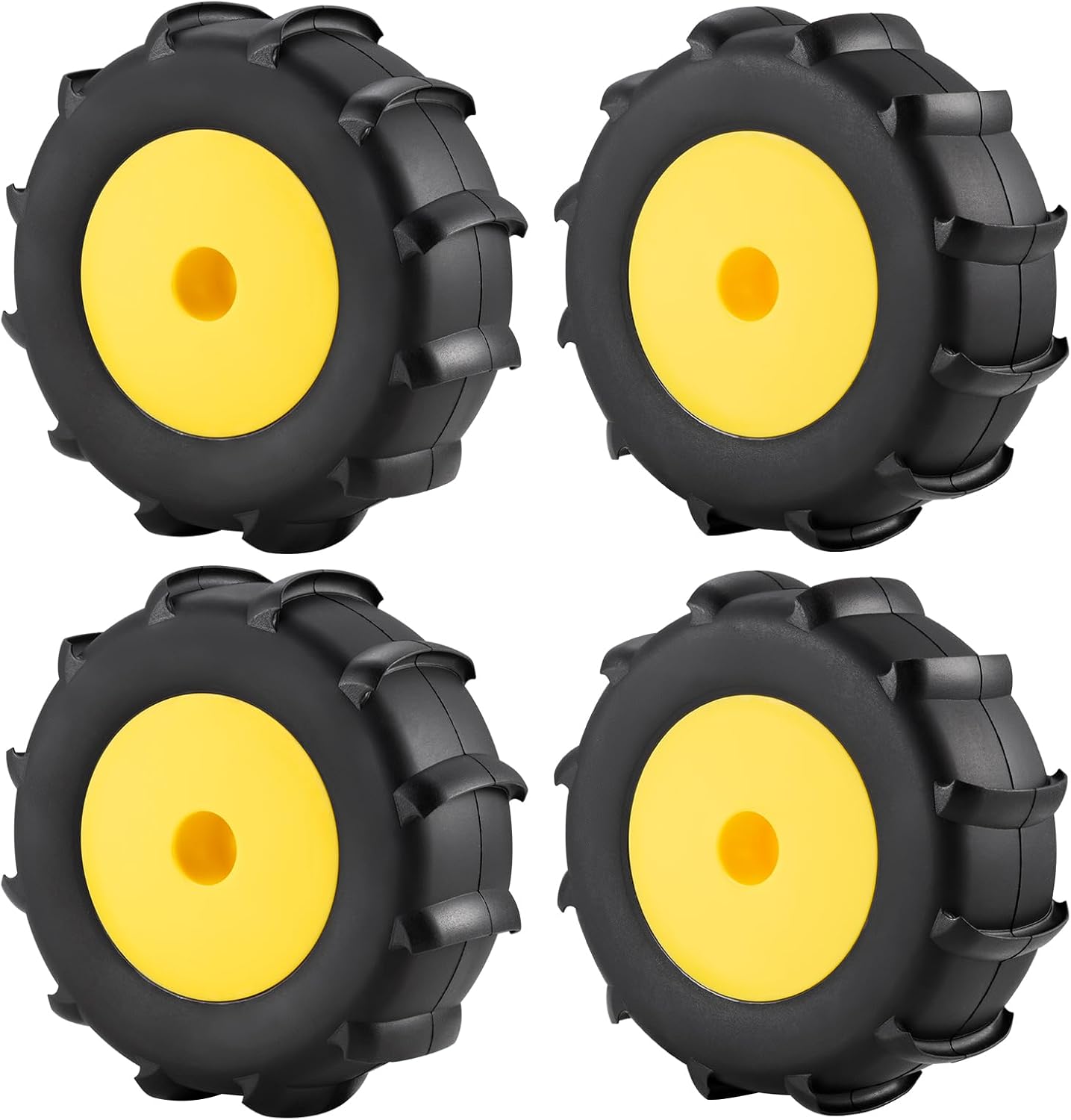 4PCS Off Road Snow Sand Rubber Tires RC Paddle Tires Hexagon 12mm Wheels for almost all 1/10 scale RC trucks with 12mm Truck (Yellow)