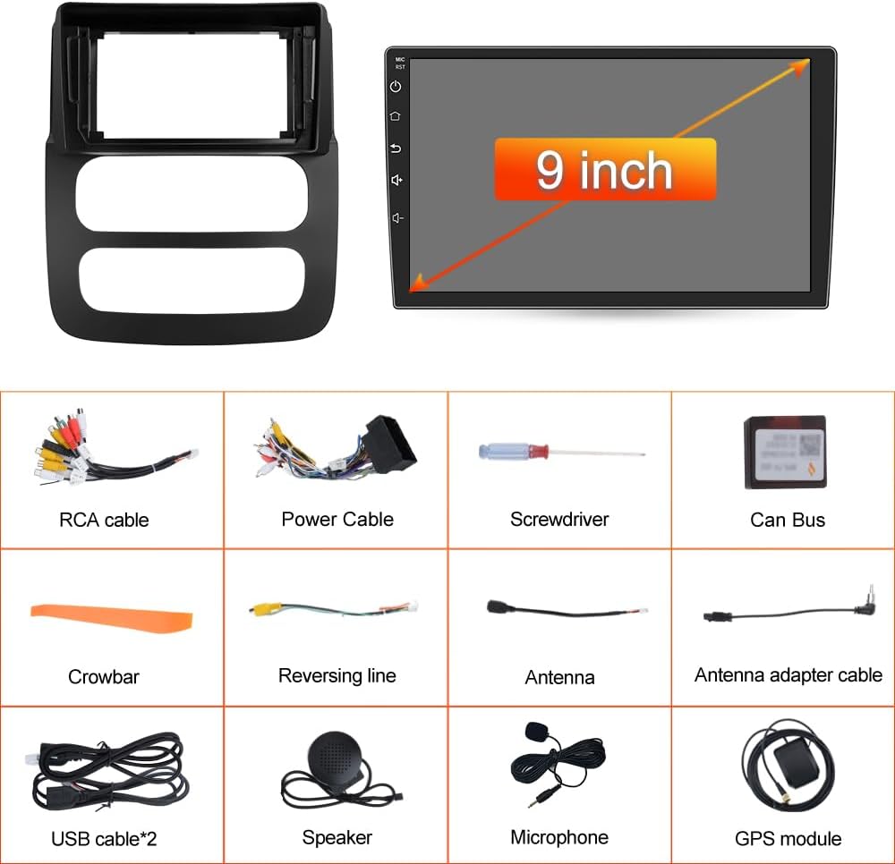 AWESAFE 8 Core 64GB Car Radio Stereo for Dodge RAM 1500 2500 2002-2005,9 inch Touch Screen with Wireless CarPlay Android Auto Backup Camera