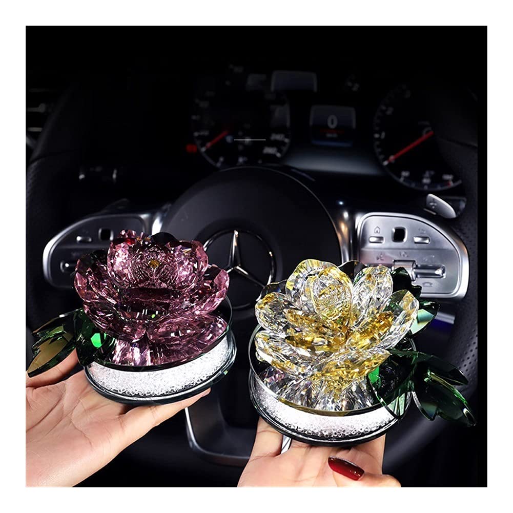 Salud y hogar Crystal Lotus Flowers Figurines Car Perfume Seat Crystal Lotus Craft Decoración del hogar (color: rosa)