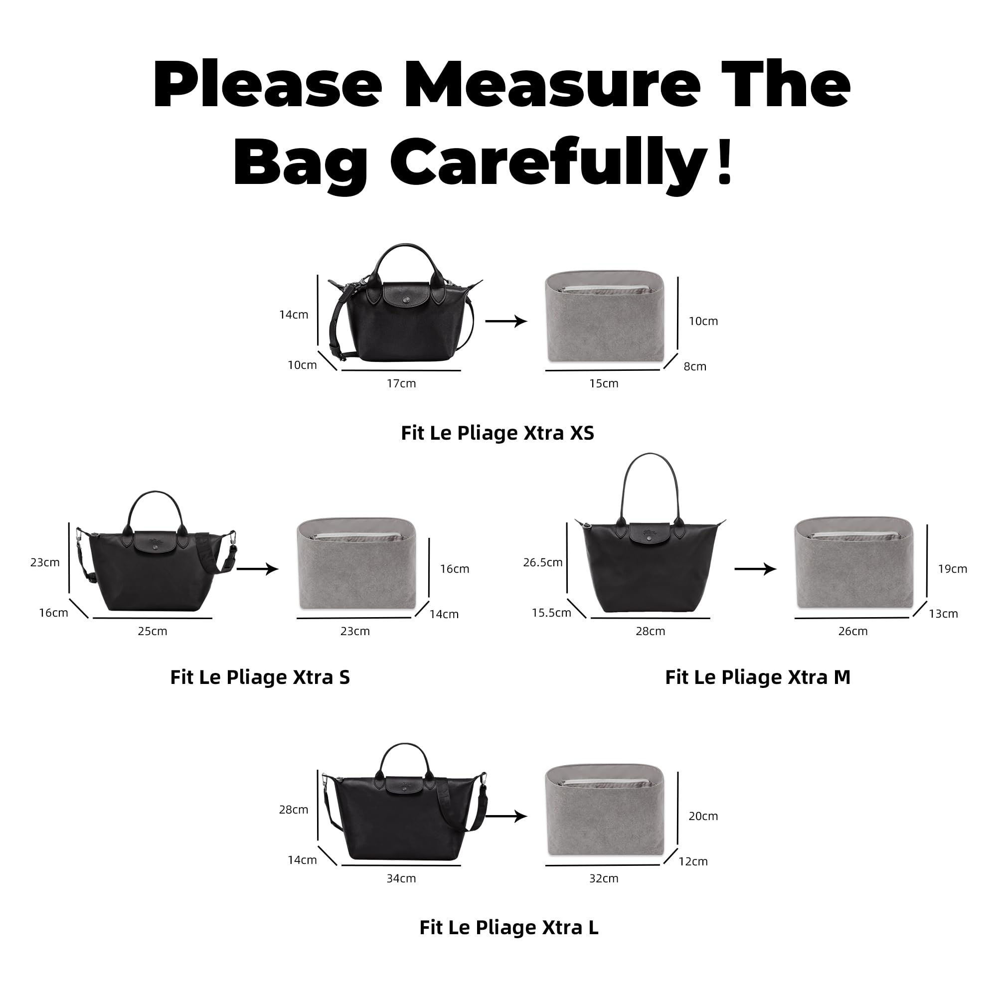 DGAZ Ligero Organizador para Longchamp Le Pliage Xtra XS, Gris Mouette