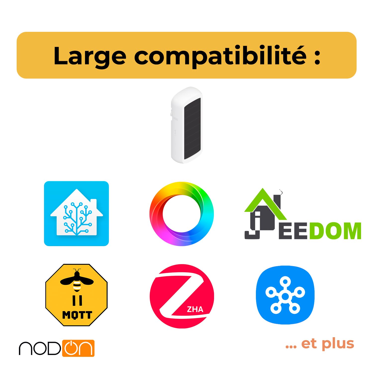 NodOn - Zigbee 3.0 Capteur de Température Zigbee Sans Pile - Capteur Temperature et Humidité Autonome en Énergie - Compatible Zigbee Home Assistant, SmartThings, Homey, Jeedom, Z2M, ZHA