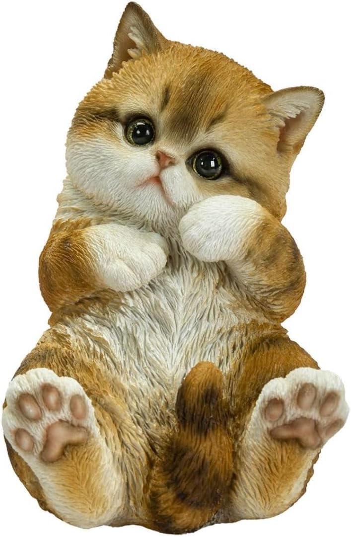 Uvia H23002 White Cat Pheasant Touching Face 4.7 x 4.3 x 6.3 inches (12 x 11 x 16 cm), Doll, Figurine, Animal, Garden, Decoration, Cat