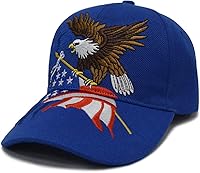 Vista 8 de FLYOUTH - Gorra de béisbol creativa con diseño de águila y bandera de Estados Unidos, gorra bordada con visera