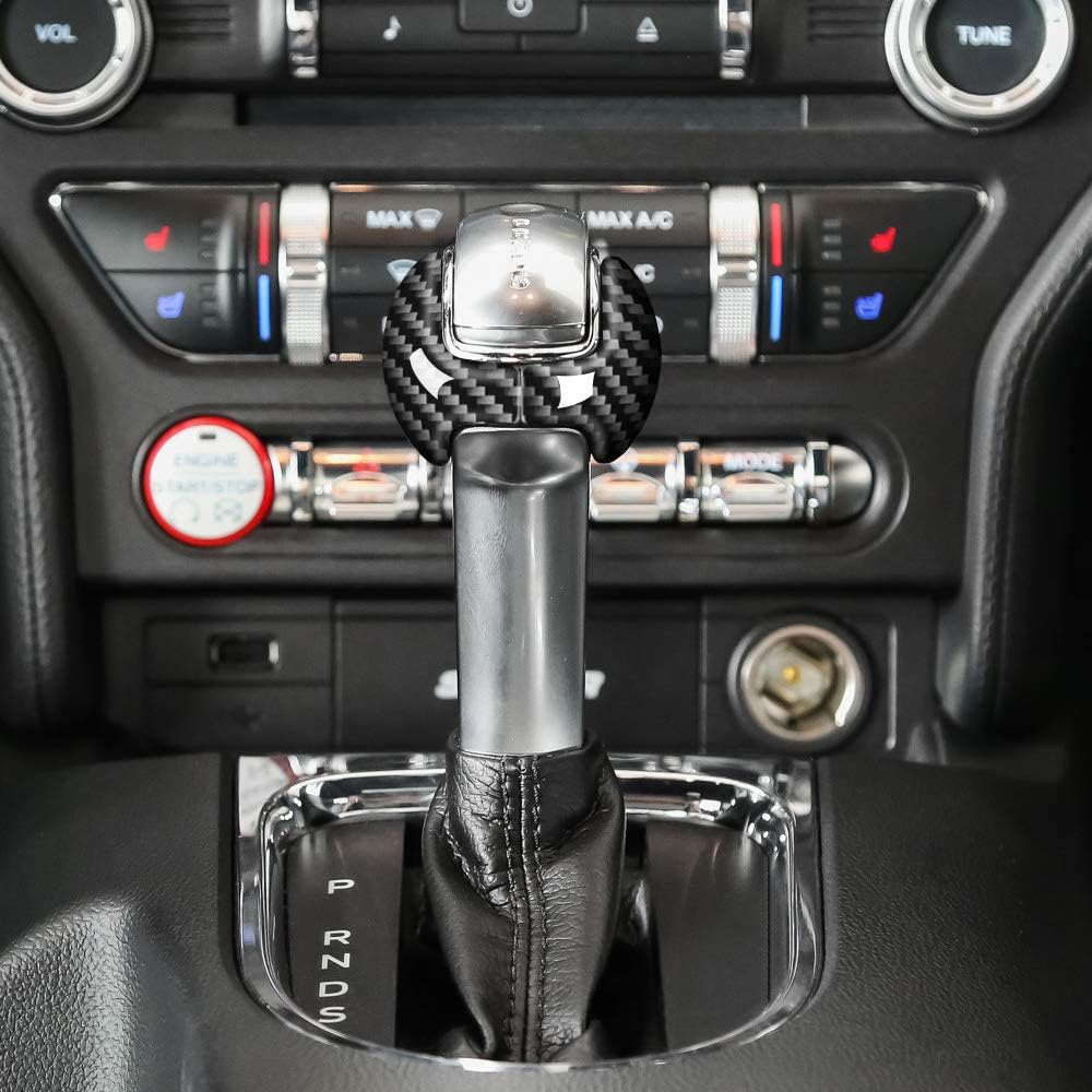 AIRSPEED Car Gear Shift Knob Cover Interior Accessories Sticker for Ford Mustang 2015-2022 Automatic, Carbon Fiber