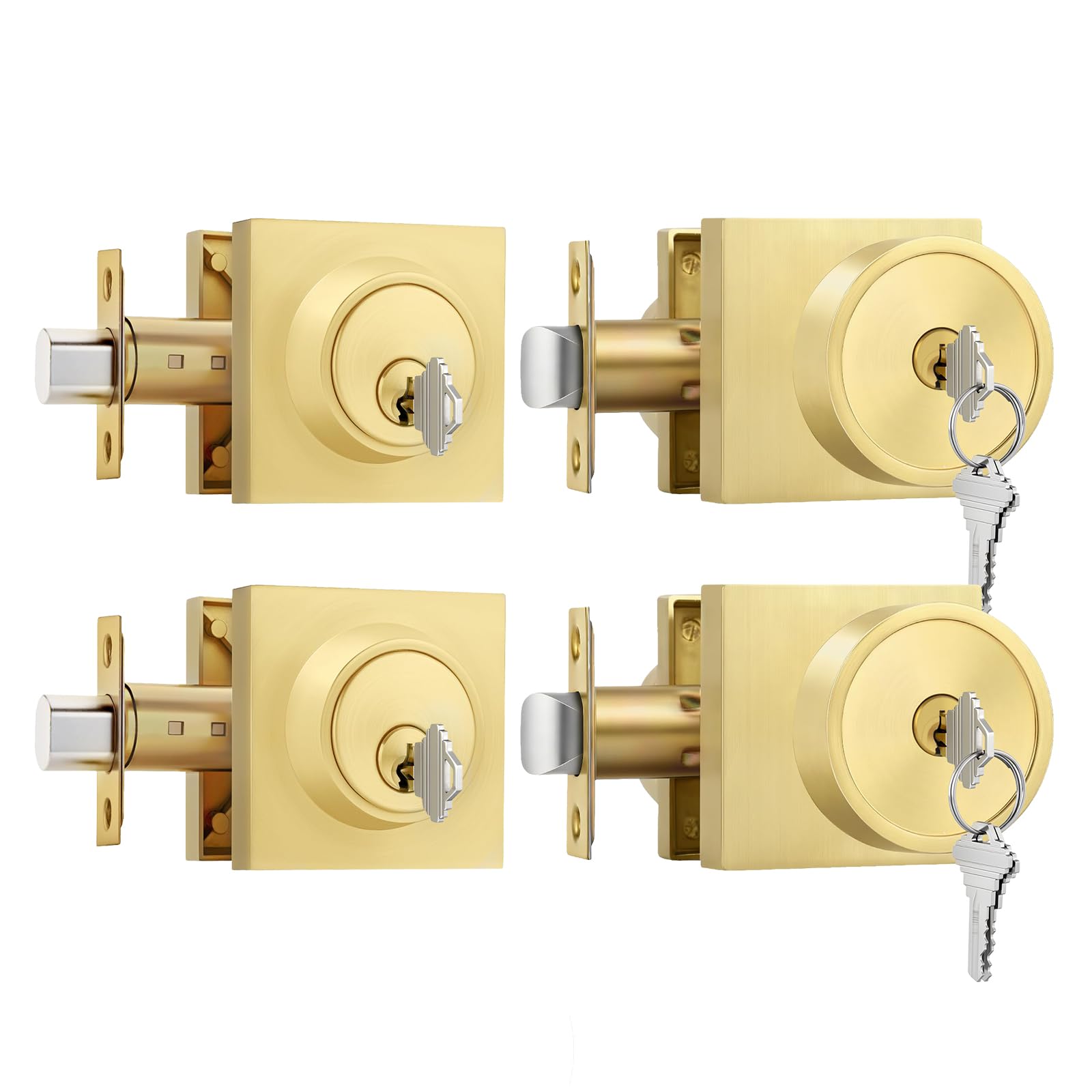 Goldenwarm Gold Exterior Door Knobs and Deadbolt Set, 2 Pack