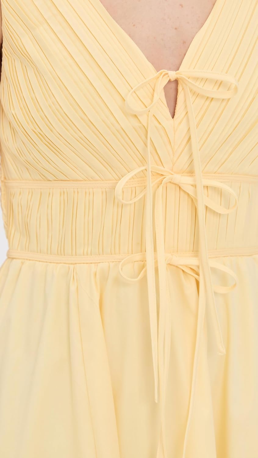 MOON RIVER Women's V Neck Pleated Midi Dress - Image 6