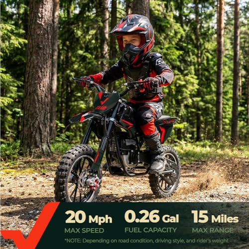 Image of FRP FX40-Ogemaw Teens Dirt Bike, 40CC 4-Stroke Gas Powered Mini Dirt Bike with Goggles /Neck Gaiter /Gloves, 20 MPH Max Speed, Dual Disc Brakes, 132 LBS Capacity - Black