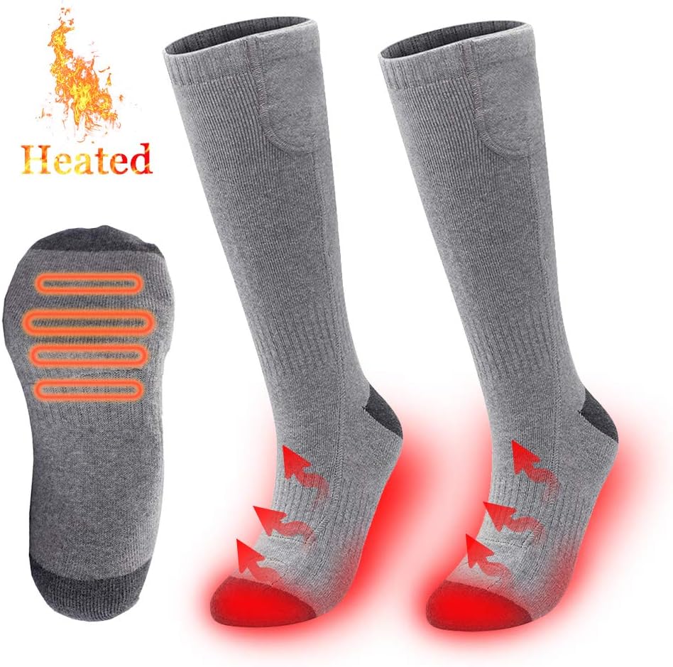 YIZRIO Heated Socks,2200MAH Electric Rechargeable Battery Socks for Men&Wome,Winter Warm Cotton Crew Socks for Outdoor Fishing Hiking Hunting
