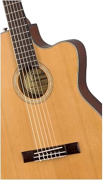 Fender CN-140SCE Thinline Concert Nylon String Acoustic Guitar, Natural, with Case