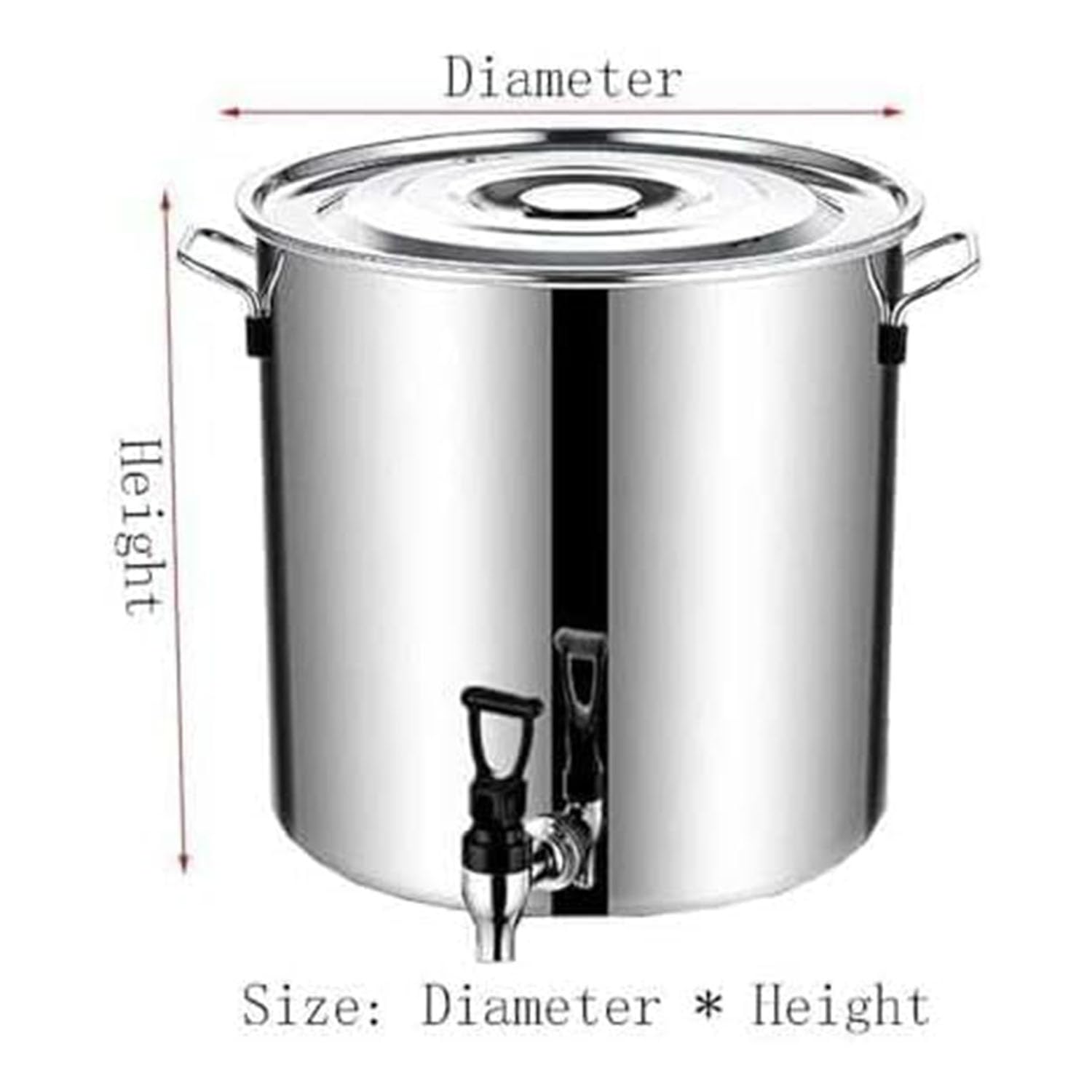 Urna de café aislada de acero inoxidable con grifo, dispensador de agua caliente de 45 L para té, sopa y gachas de arroz, servicio de catering, 40 x 40 cm