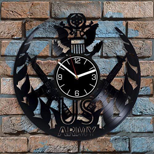 Kovides Us Army Vinyl Record Wall Clock Military Vinyl Clock Gift For Men Us Army Wall Clock Modern Military Home Decor Profession Gift Military Clock Us Army Wall Art 12 Inch Wall Clock #TOP1