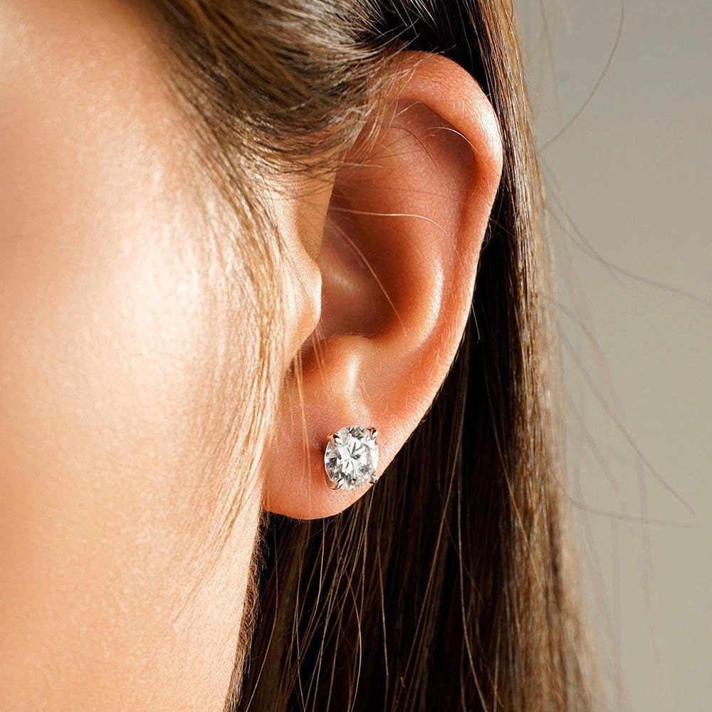 MSBLUE® Brilliant Moissanite Earring Studs | Stunning Alternative | D Color VVS1 Clarity | 925 Sterling Silver Rhodium Finished | For Anniversary, Gift, Women, Mothers Day Gifts