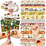 96 PCS Germany Party Favors Set – 72 Pre-Cut Temporary Tattoos & 24 Slap Bracelets, Perfect for Oktoberfest, Soccer Fans & Cultural Celebrations