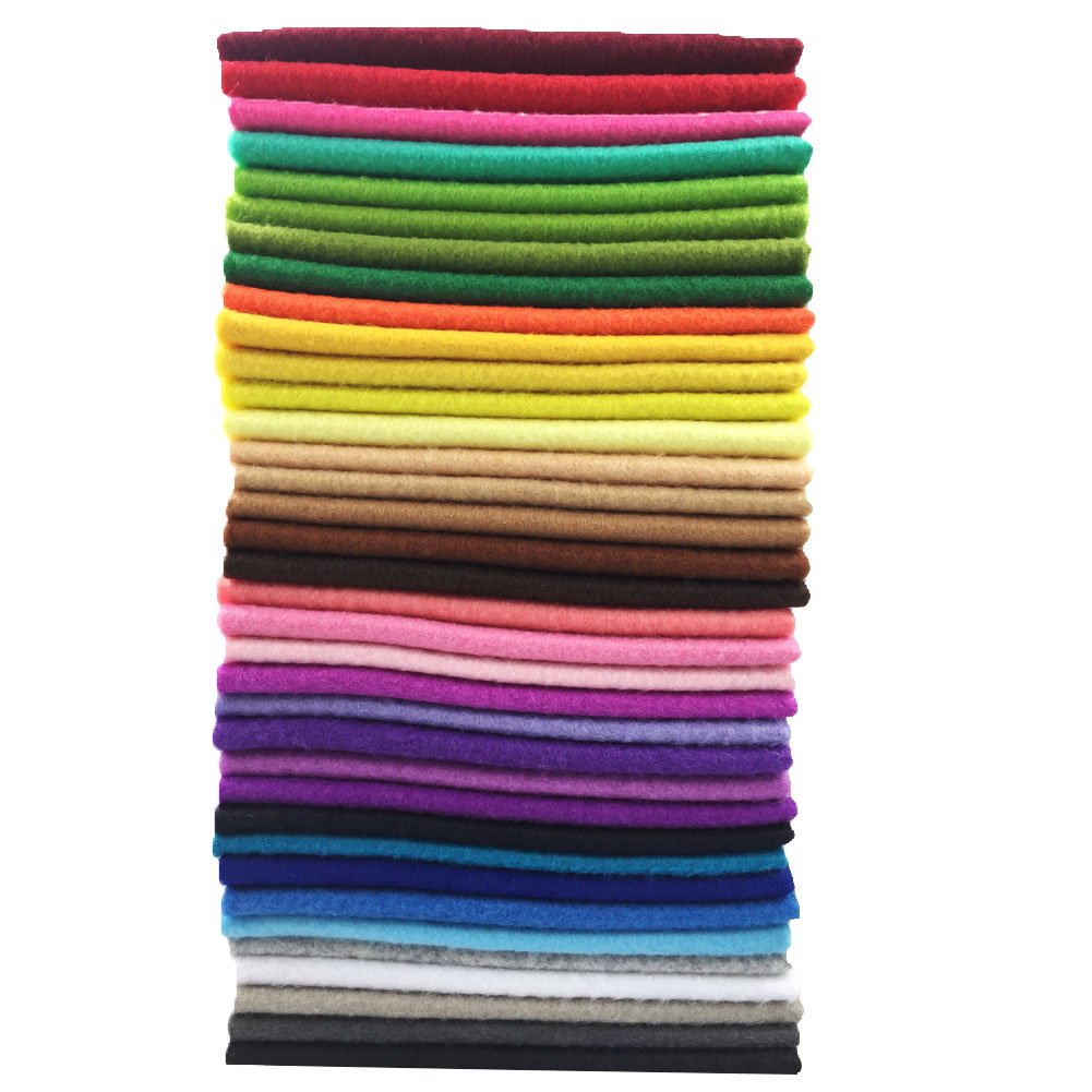 flic-flac36pcs 1.4mm Thick Soft Felt Fabric Sheet Assorted Color Felt Pack DIY Craft Sewing Squares Nonwoven Patchwork 25cm * 25cm multicolored WJCR-FB-BZ2525-36PR