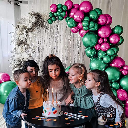 Image of Just Party 25Pcs Pink & 25Pcs Green Metallic Chrome Balloons with Shiny Surface For Birthdays /Anniversary /Engagement /Baby Shower /bachelorette Party Decorations (Pack of 50)