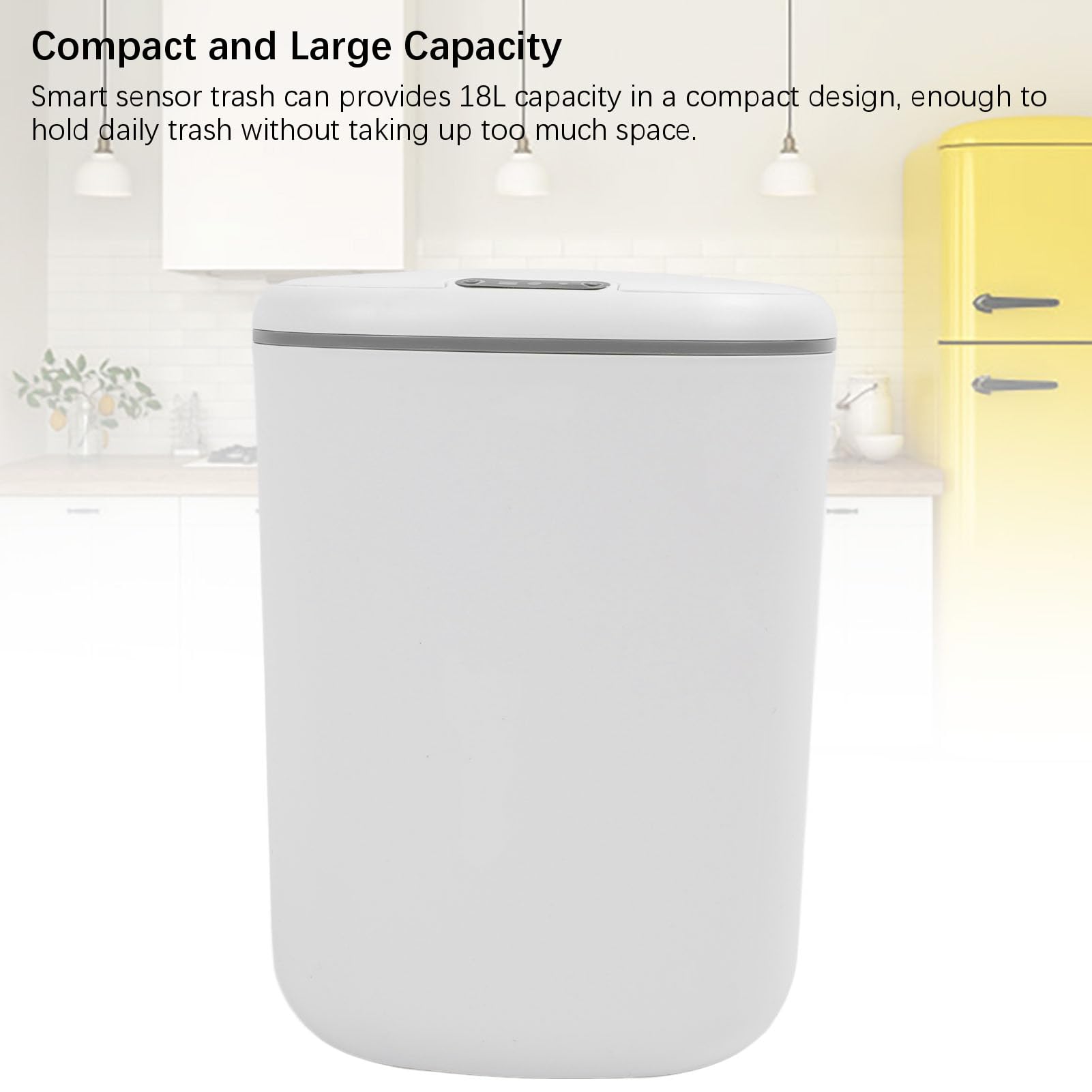 Smart Sensor Wastrohr Can, Automatic Motion Sensor Badezimmer Mülleimer, Smart Sensor Müll Can High End 18L großer Kapazität Automatischer Müll mit LED -Licht für Living RO
