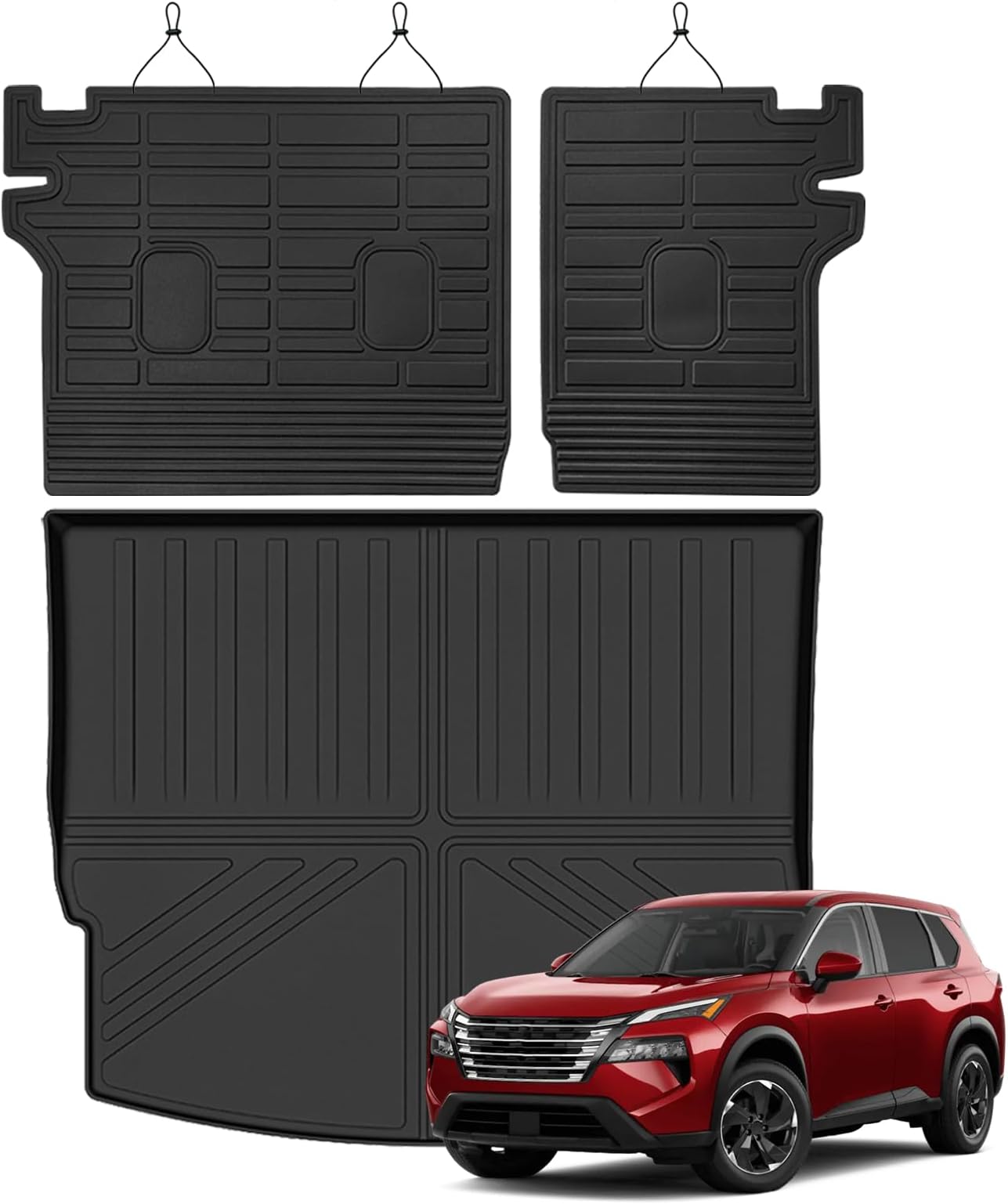 Cargo Mat for 2021-2026 Nissan Rogue, All Weather TPE Cargo Liner and Backrest Mats Protectors for Nissan Rogue Trunk Mat Accessories