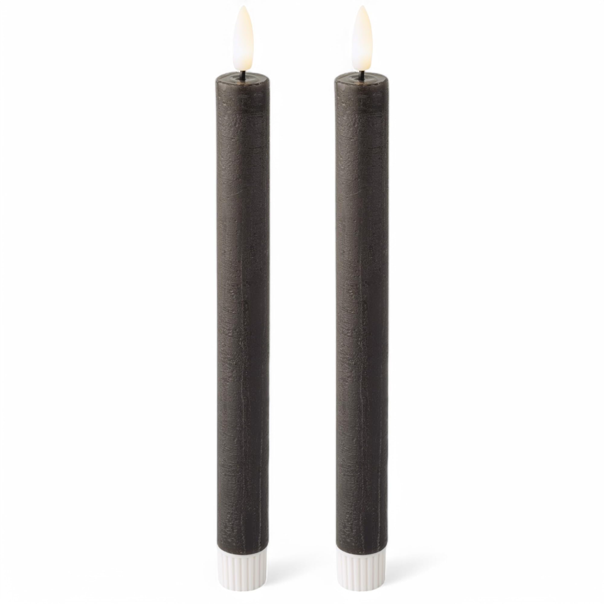 MIJOMA LED Real Wax Candle with Realistic Flame, Timer and Battery Operated, Indoor LED Candle with Warm White Light, Natural Look (Grey - Smooth Surface, Diameter 2 cm x 24 cm) — image 1