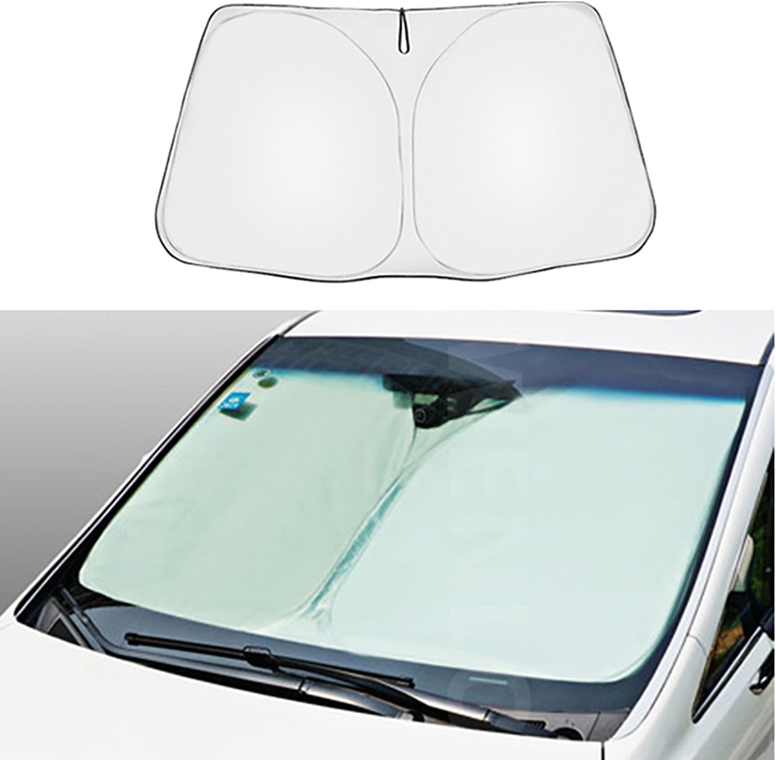 Compatible with RANGE ROVER L460 2023 UP, Car Front Window Windshield Sun shade Sun Visor Protection Foldable Anti-UV Curtain Body Kit Accessories,Black Silver
