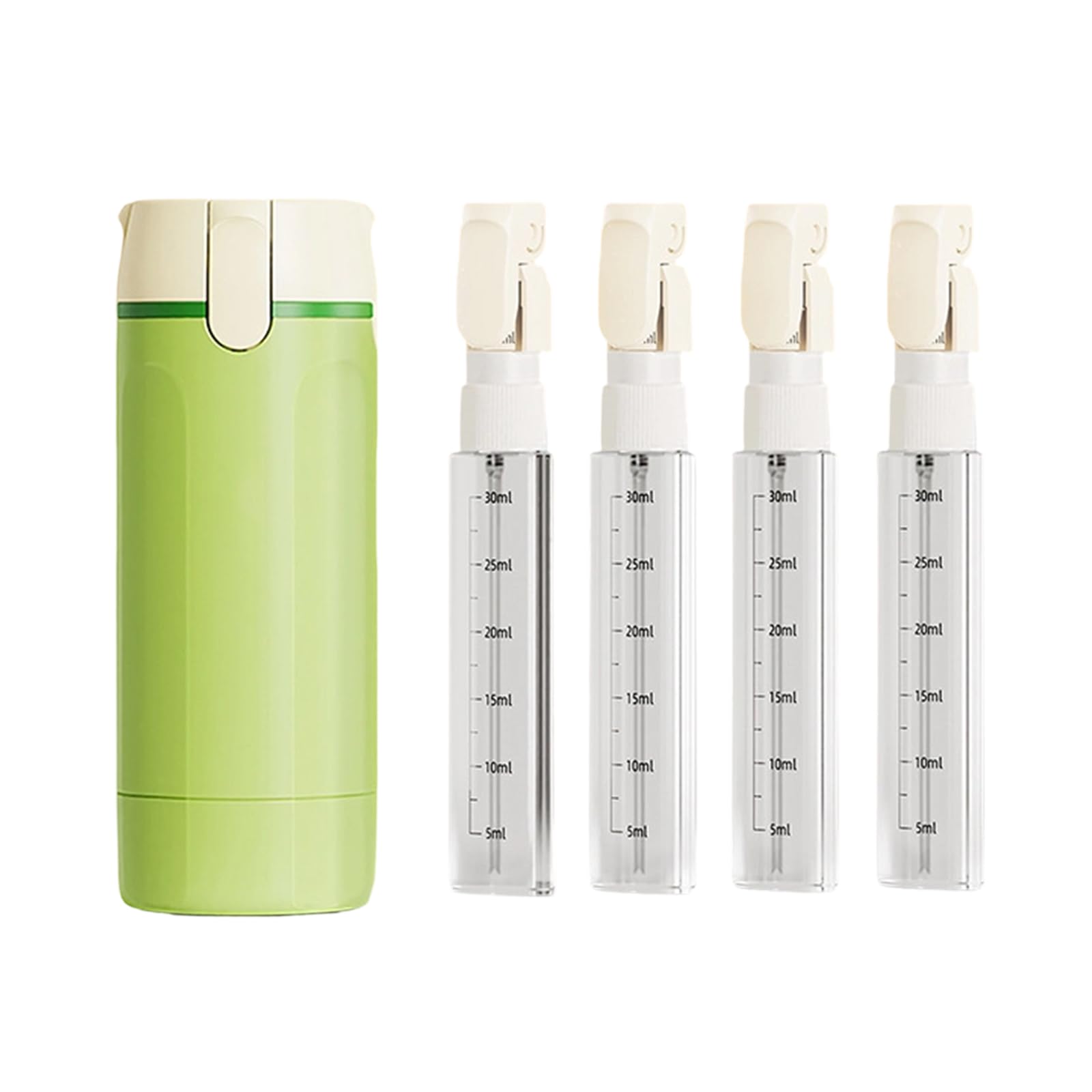 Botes Viaje Rellenables 4 en 1 Dispensador Portátil para Champú, Loción, Crema Acondicionadora Verde