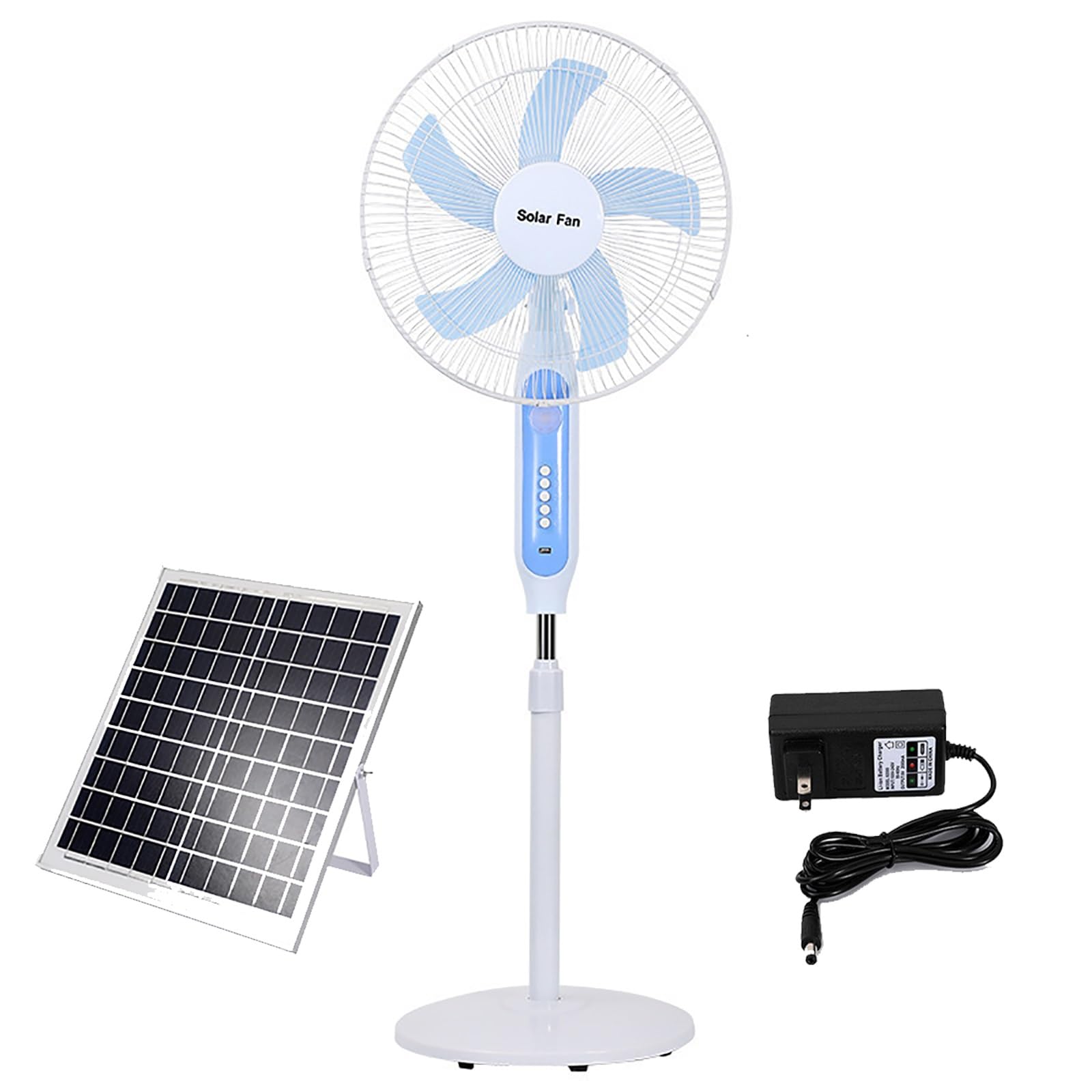 JKJZSALJ Floor Fan,16'' Oscillating Pedestal Fan,S/Solar Fan/Camping Fans,Adjustable Height,3 Speeds,For Bedroom,Home,Office And Warehouse,Factory,Outdoor Use