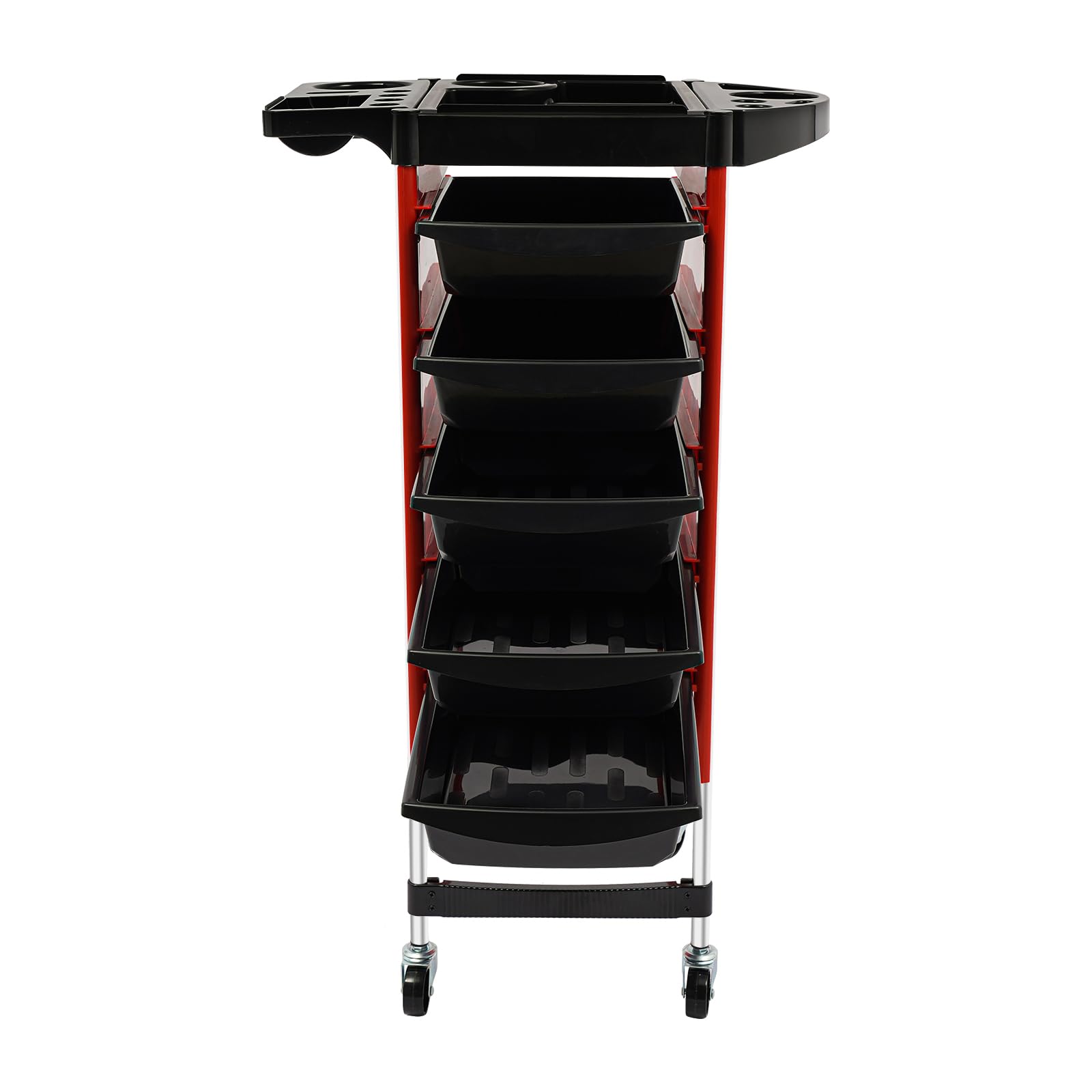 Space Saving Hairdressing Trolley with Foldable Top and 5 Drawers for Small Salon Spaces