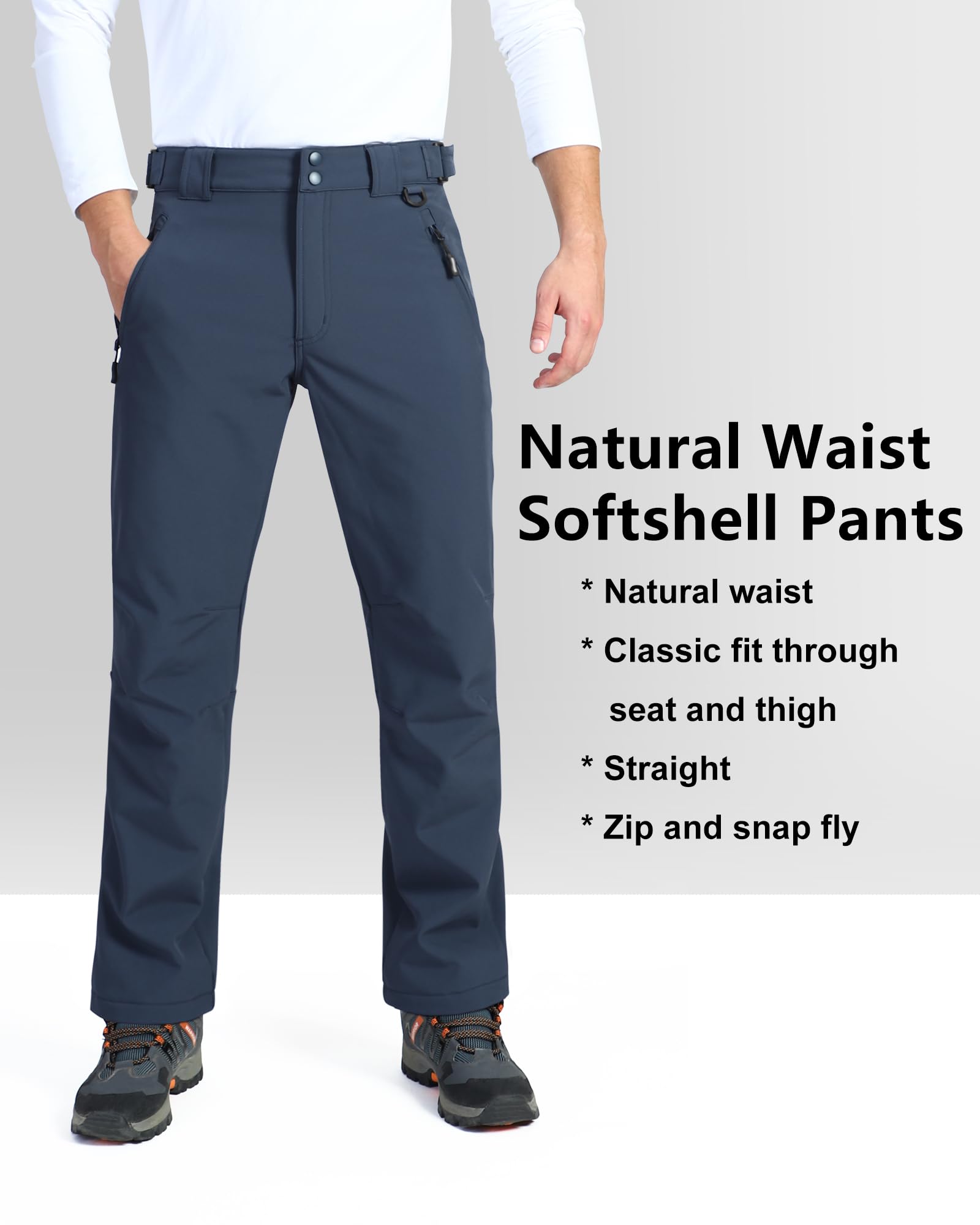 Outdoor Ventures Pantalones de softshell para hombre, resistentes al agua, pantalones térmicos de invierno, pantalones térmicos con forro cálido, pantalones de esquí, snowboard, resistentes al viento,