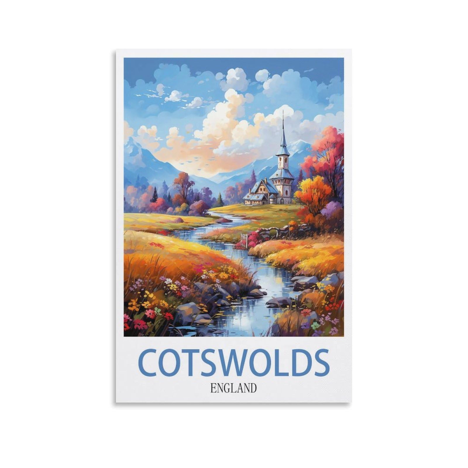 Ezmlfa S384 5D Diamond Painting Kits For Adults,Cotswolds England,For Adults Beginners Of All Ages, Round Full Drill Arts And Crafts Gems Home Wall Decor 30X40cm