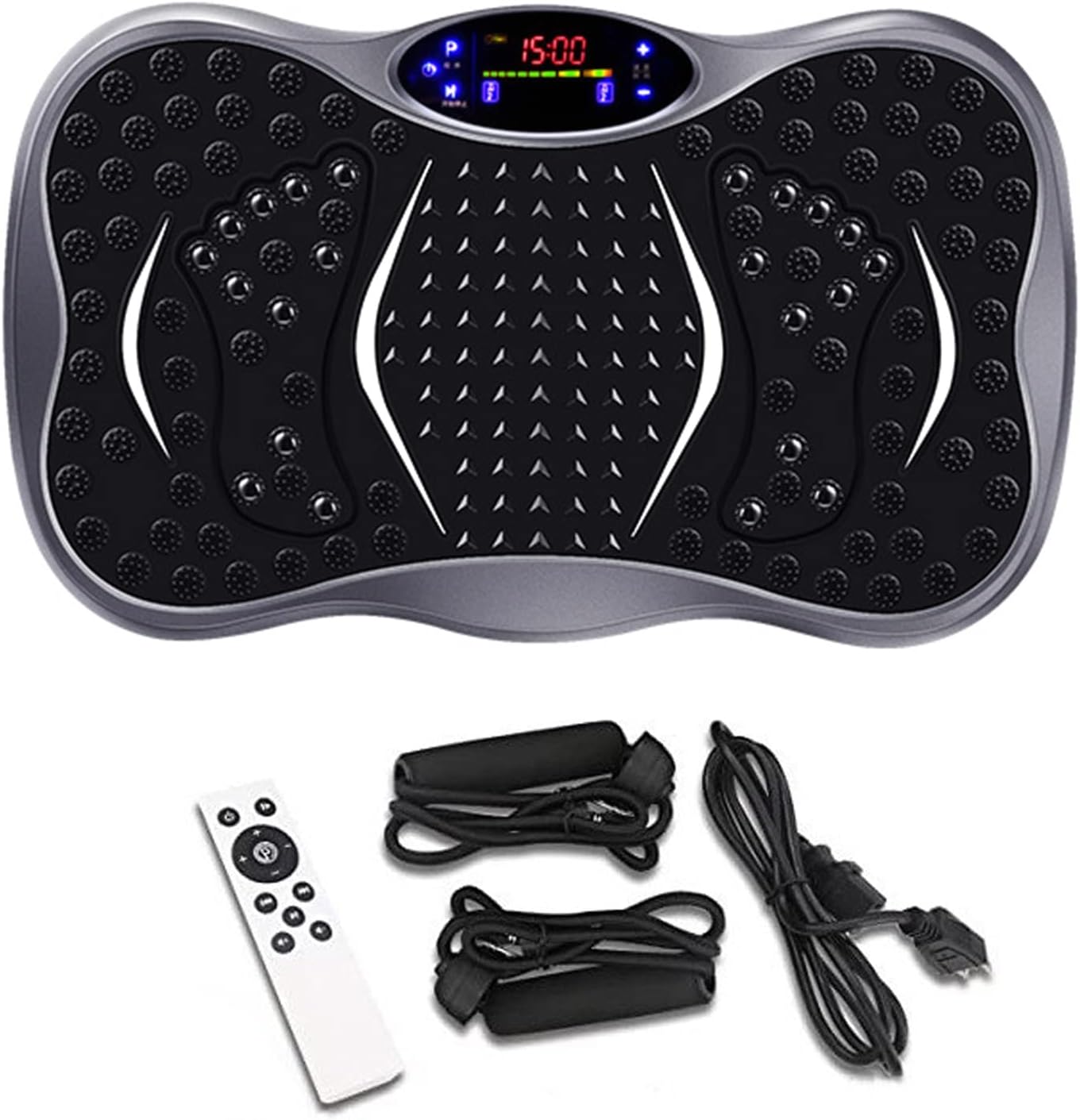 Vibration Plate Exercise Machine,99 Intensity Levels, Home Vibration Fitness Trainers – Whole Body Workout Fitness Vibration Platform – with Resistance Bands