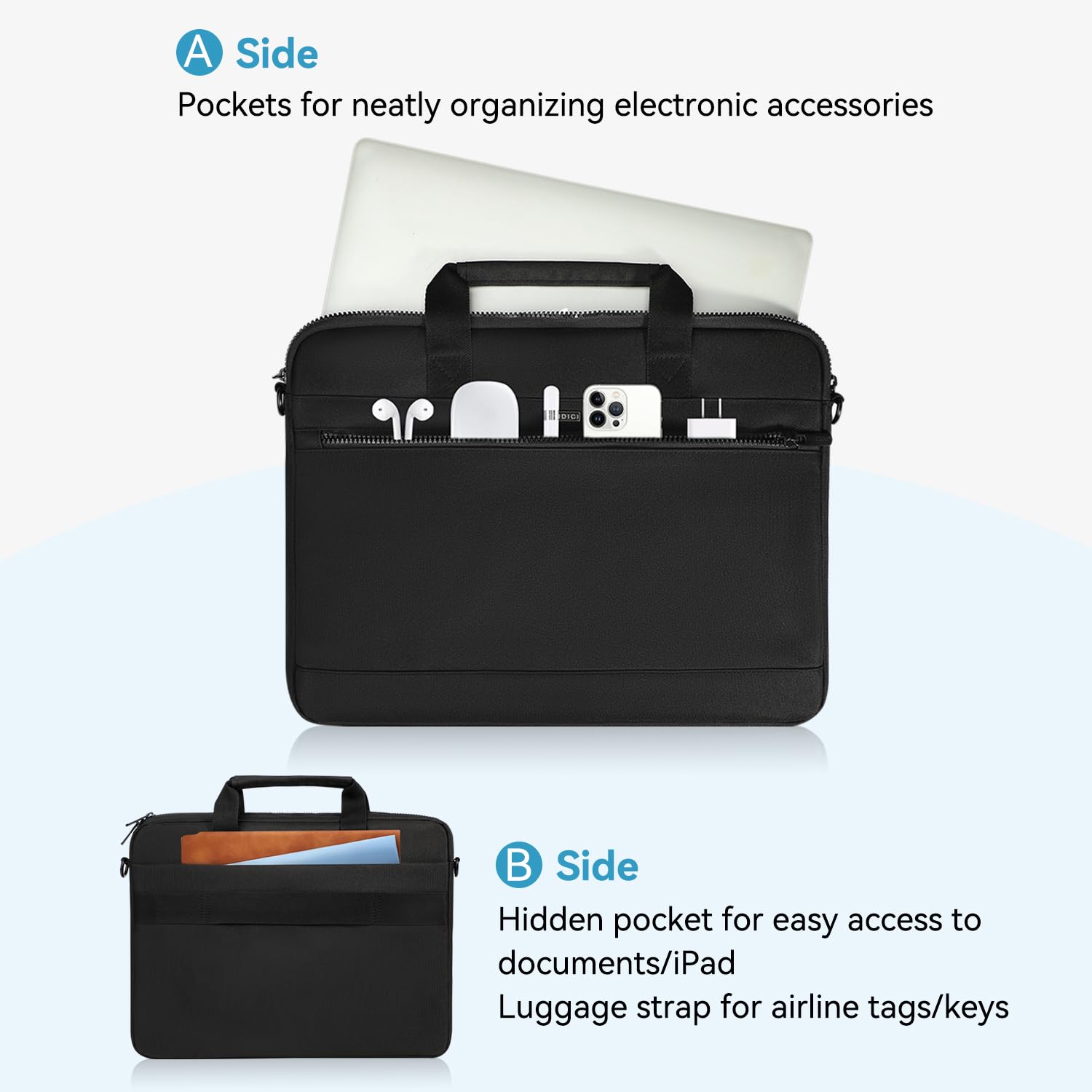 LANDICI Borsa a tracolla per laptop con tracolla,Borsa per computer,Custodia impermeabile per laptop