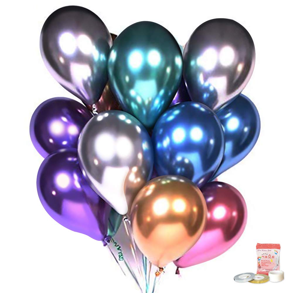 Premium Metallic Balloons Garland Arch Kit, 12inch Colorful Party Balloons, 72pcs Birthday Party Decorations for Boys Men Women Baby Shower Wedding Graduation Anniversary Party Background Decorations