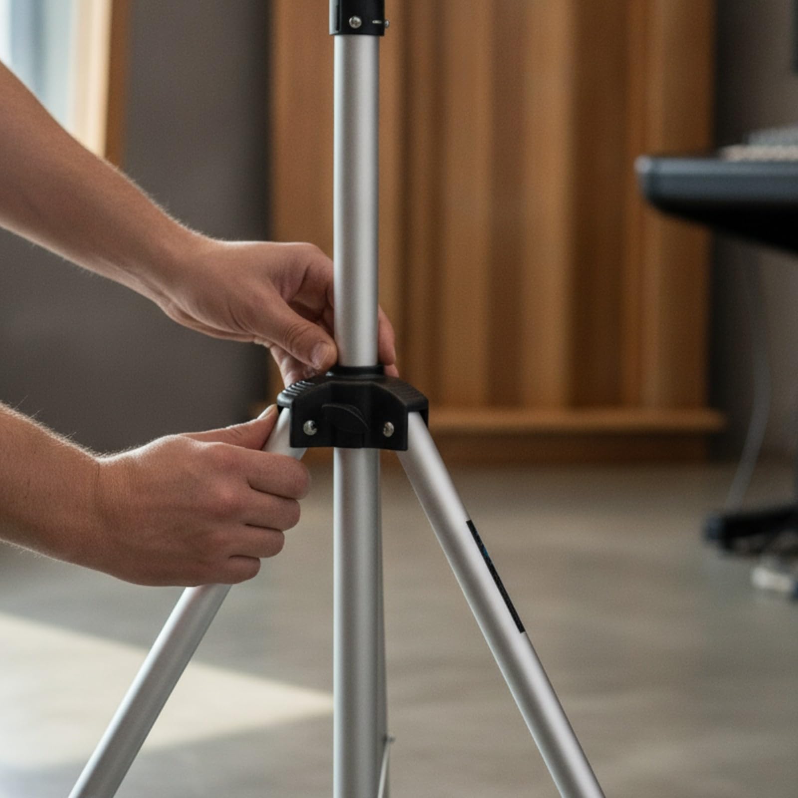 Milageto Soporte para Bocina Ajustable Ajustable | Resistente, Soporte Altavoz con Placa, Estable, Trípo para Altavoz, Escenario, Profesionales l Sonido